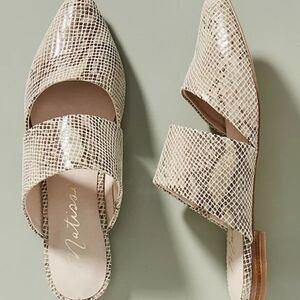 Anthropologie Matisse Berlin Snake Printed Leather Slides 7.5